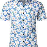 Light Blue Short Sleeve Shirt with Floral Print