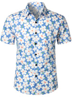 Light Blue Short Sleeve Shirt with Floral Print