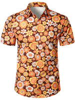 Vintage Floral Button-Up Short-Sleeve Beach Disco Summer 70s Retro Hawaiian Shirt