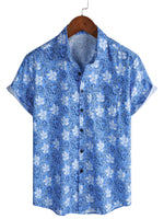 Men's Cotton Short-Sleeve Shirt in Tropical Floral Pattern