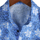 Men's Cotton Short-Sleeve Shirt in Tropical Floral Pattern