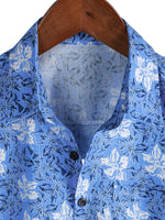 Men's Cotton Short-Sleeve Shirt in Tropical Floral Pattern
