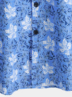 Men's Cotton Short-Sleeve Shirt in Tropical Floral Pattern