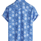 Men's Cotton Short-Sleeve Shirt in Tropical Floral Pattern