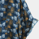 Casual Retro-Style Short-Sleeve Summer Shirt, Blue
