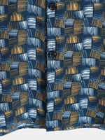 Casual Retro-Style Short-Sleeve Summer Shirt, Blue