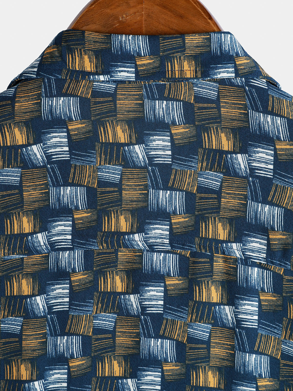 Casual Retro-Style Short-Sleeve Summer Shirt, Blue