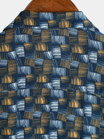 Casual Retro-Style Short-Sleeve Summer Shirt, Blue