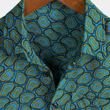 Short-Sleeve Shirt with Abstract Blue Pocket