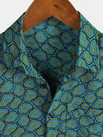 Short-Sleeve Shirt with Abstract Blue Pocket