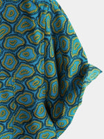 Short-Sleeve Shirt with Abstract Blue Pocket