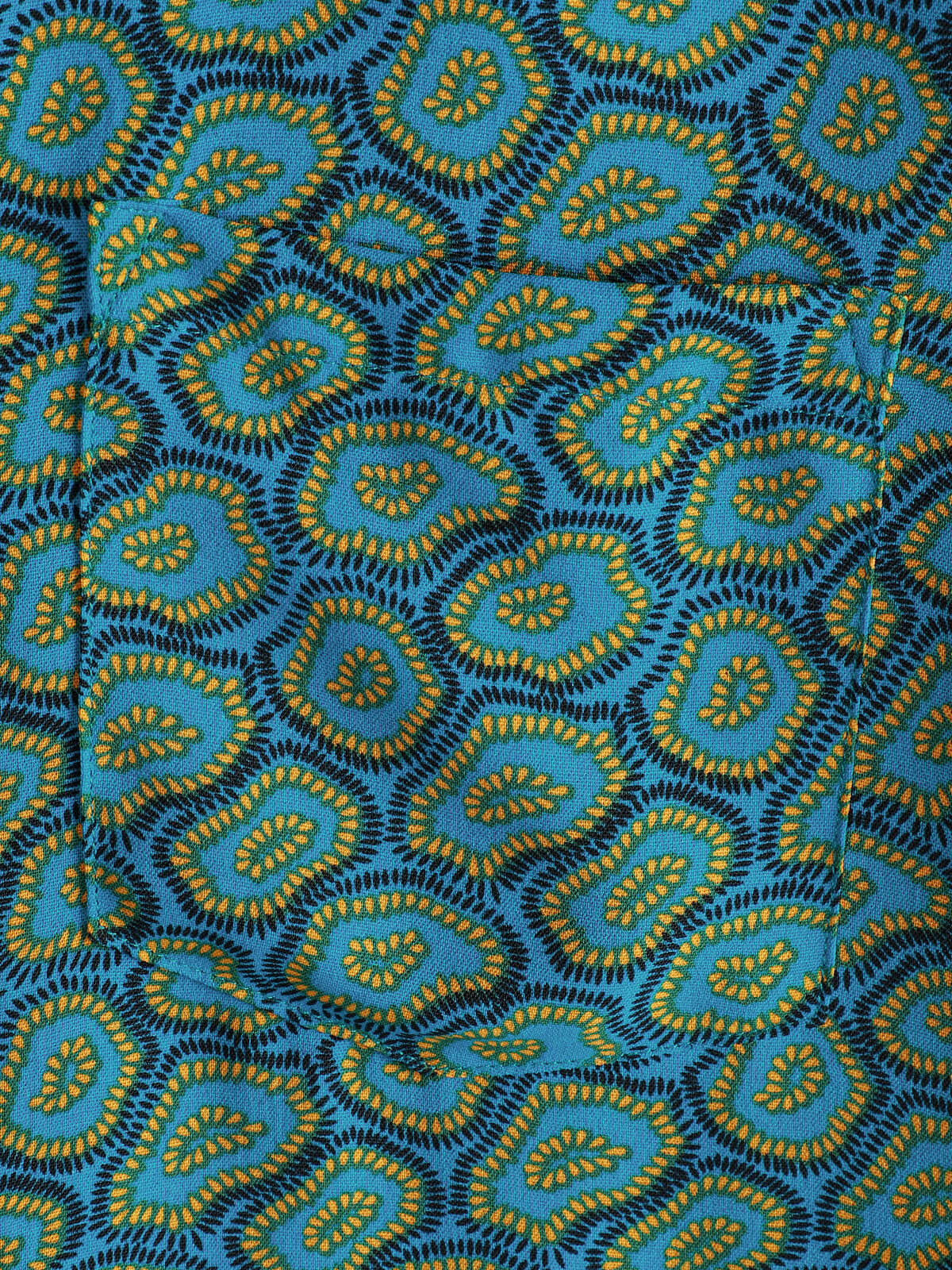 Short-Sleeve Shirt with Abstract Blue Pocket