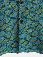 Short-Sleeve Shirt with Abstract Blue Pocket