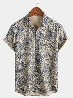 Vintage Button-Up Shirt, 1970s Paisley Print with Retro Floral Pocket