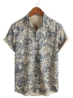 Vintage Cotton Shirt with Snap and Retro Floral Paisley Pattern for Men with Short Sleeves