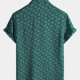 Short-Sleeve Shirt with Abstract Blue Pocket