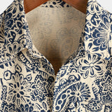 Vintage Button-Up Shirt, 1970s Paisley Print with Retro Floral Pocket