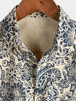 Vintage Button-Up Shirt, 1970s Paisley Print with Retro Floral Pocket