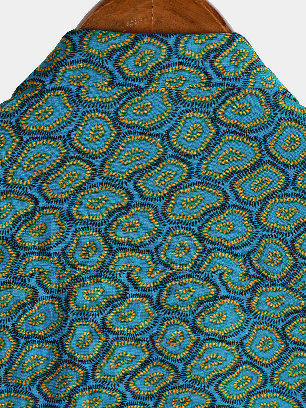 Short-Sleeve Shirt with Abstract Blue Pocket