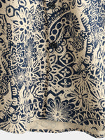 Vintage Button-Up Shirt, 1970s Paisley Print with Retro Floral Pocket