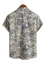Vintage Cotton Shirt with Snap and Retro Floral Paisley Pattern for Men with Short Sleeves