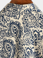 Vintage Button-Up Shirt, 1970s Paisley Print with Retro Floral Pocket