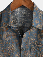 Retro 70s Paisley Vintage Floral Button-Up Beach Shirt, Short Sleeves