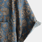Retro 70s Paisley Vintage Floral Button-Up Beach Shirt, Short Sleeves