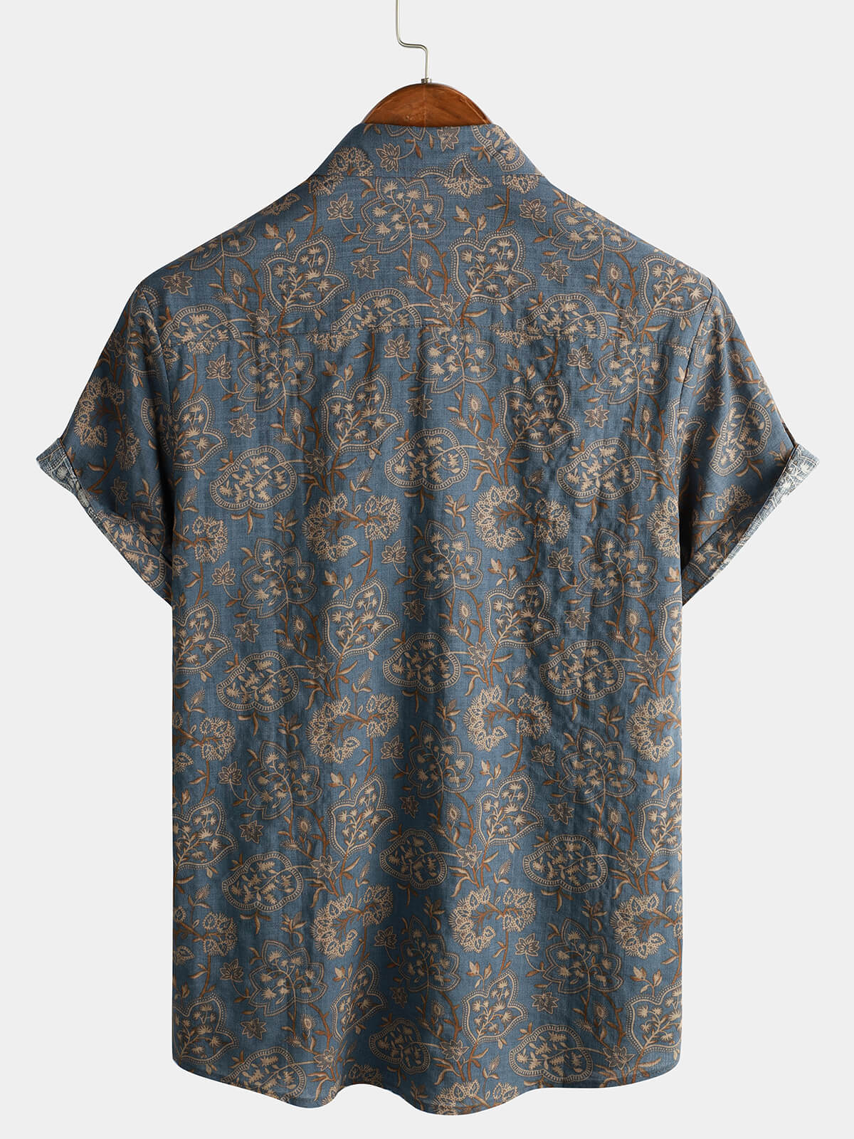 Retro 70s Paisley Vintage Floral Button-Up Beach Shirt, Short Sleeves