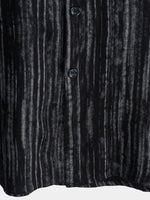Men's Breathable Cotton Short-Sleeve Shirt with Pocket in Black Stripes