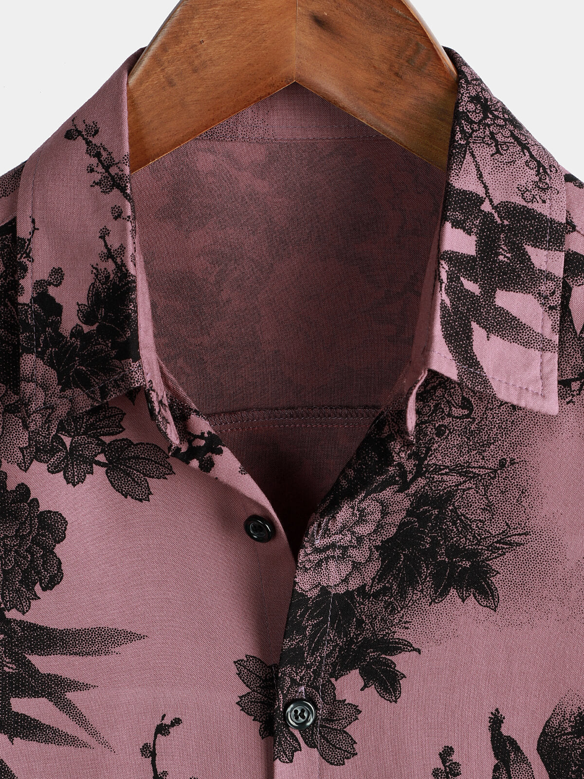 Pink Button-Up Short Sleeve Hawaiian Summer Shirt with Flowers