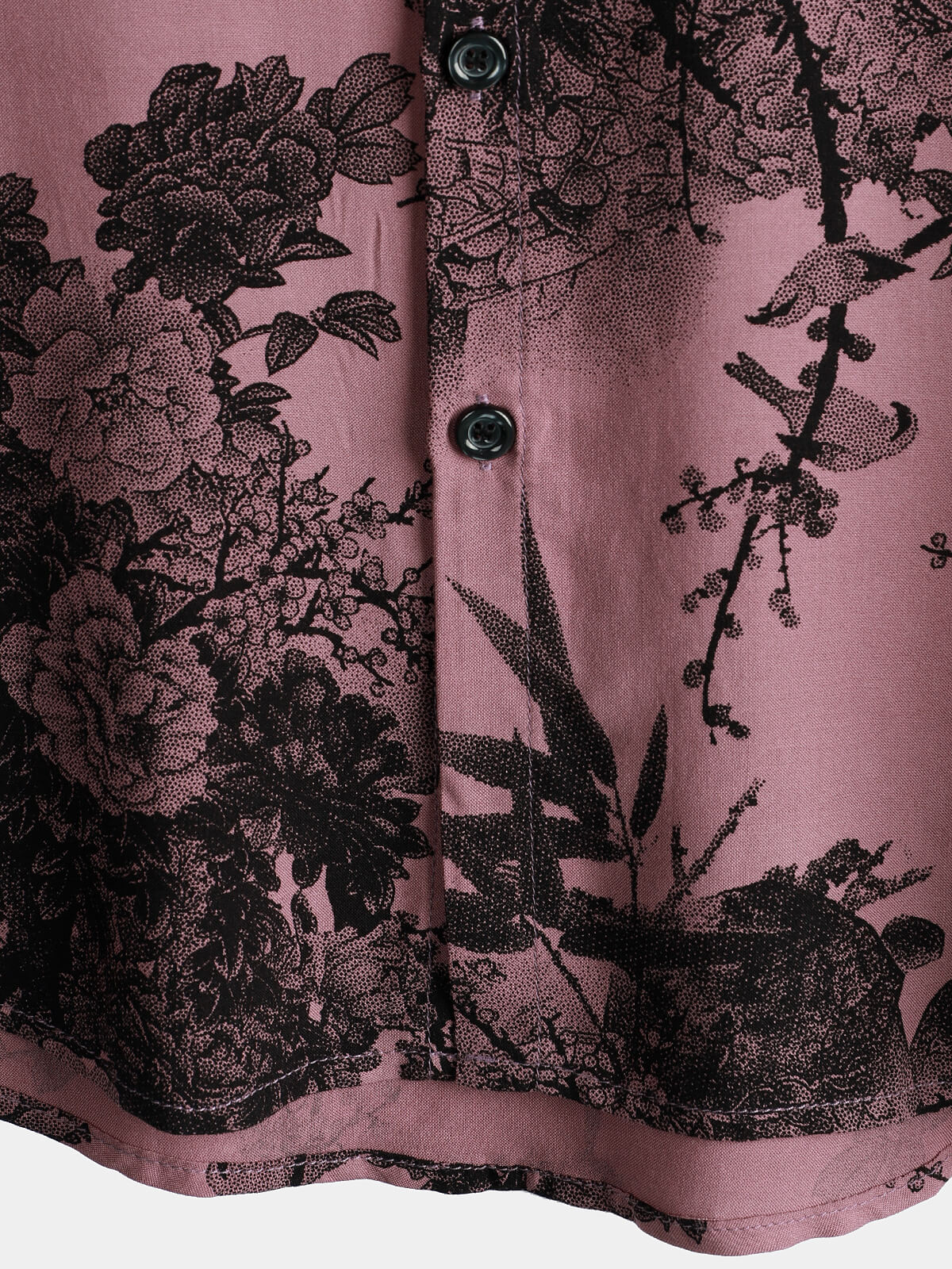 Pink Button-Up Short Sleeve Hawaiian Summer Shirt with Flowers