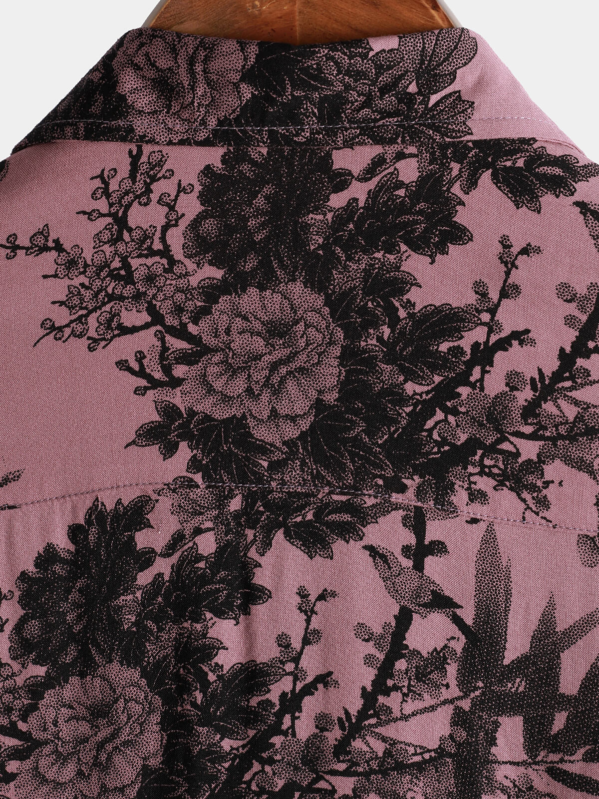 Pink Button-Up Short Sleeve Hawaiian Summer Shirt with Flowers