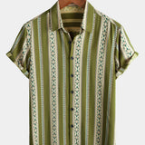 Vintage 70s Retro Short Sleeve Shirt with Aztec Print