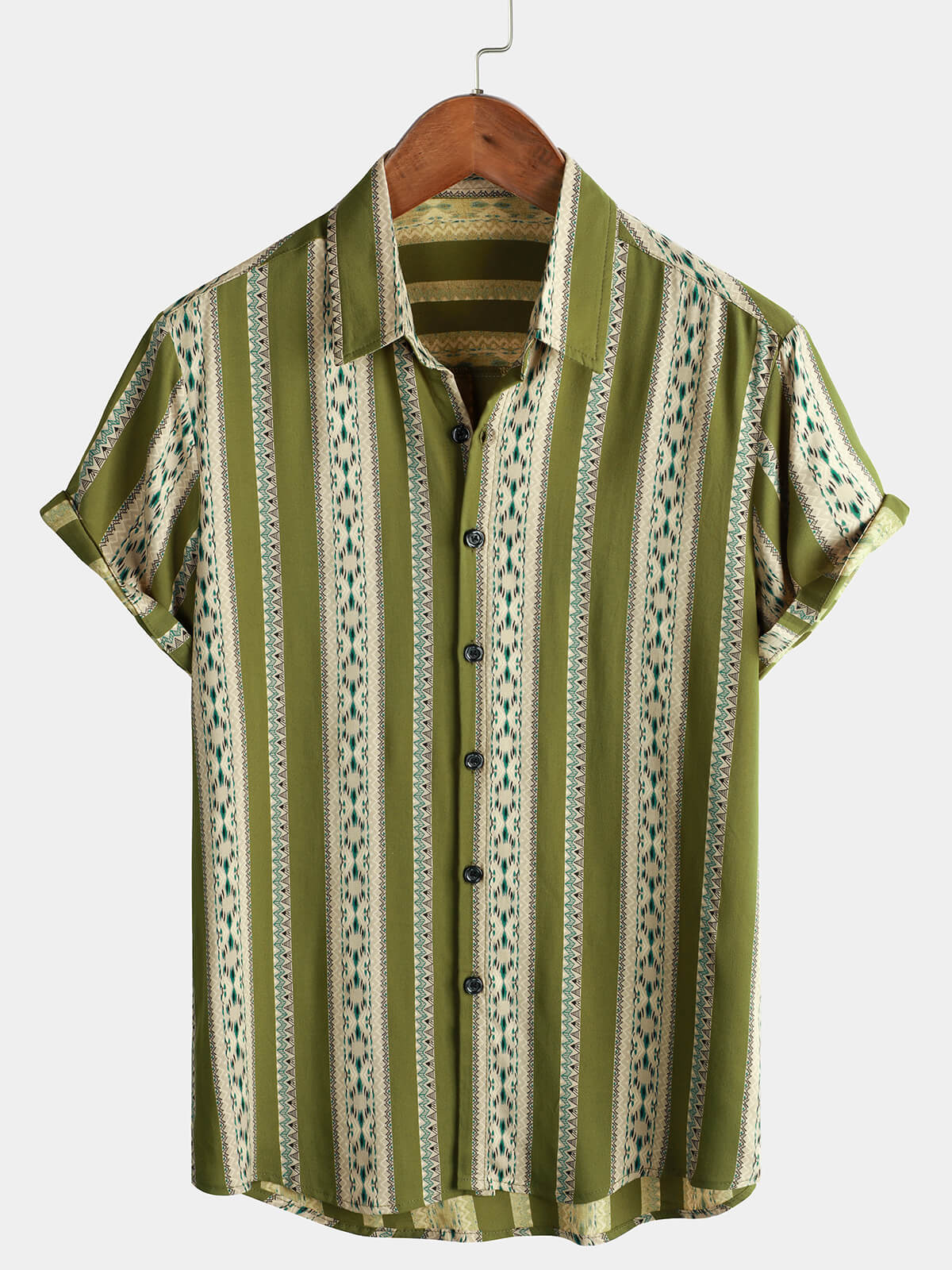 Vintage 70s Retro Short Sleeve Shirt with Aztec Print