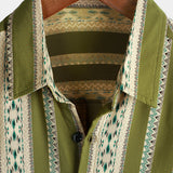 Vintage 70s Retro Short Sleeve Shirt with Aztec Print