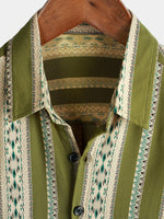 Vintage 70s Retro Short Sleeve Shirt with Aztec Print