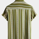 Vintage 70s Retro Short Sleeve Shirt with Aztec Print