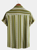 Vintage 70s Retro Short Sleeve Shirt with Aztec Print