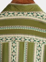 Vintage 70s Retro Short Sleeve Shirt with Aztec Print