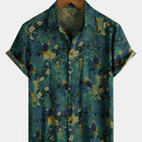 Retro Floral Print Short-Sleeve Shirt