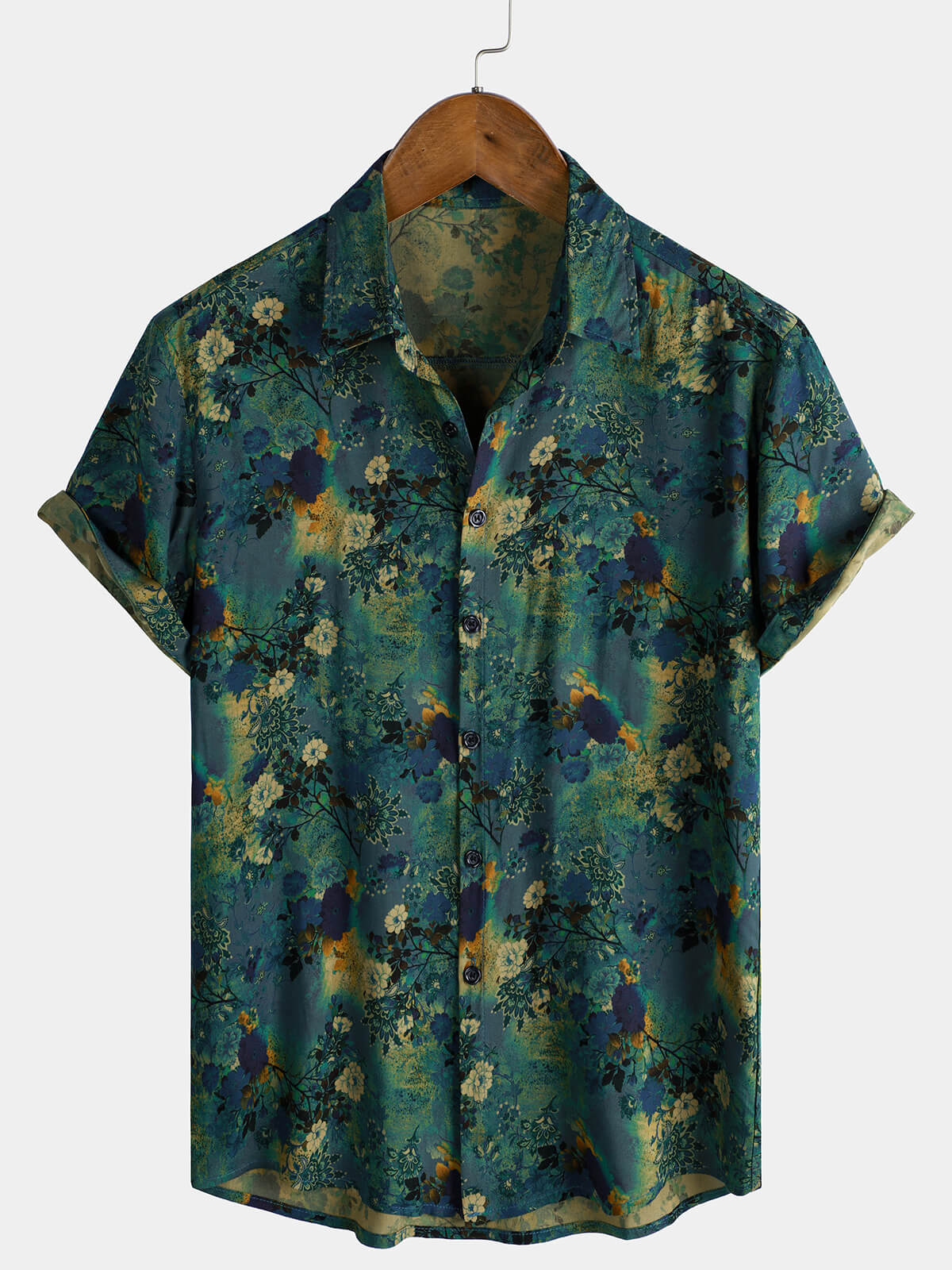 Retro Floral Print Short-Sleeve Shirt
