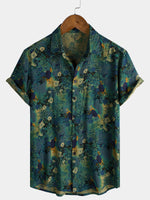 Retro Floral Print Short-Sleeve Shirt