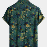 Retro Floral Print Short-Sleeve Shirt