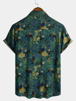 Retro Floral Print Short-Sleeve Shirt