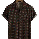 Cotton Summer Casual Vintage Short Sleeve Shirt for Men
