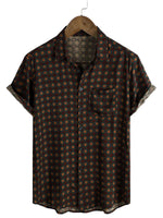 Cotton Summer Casual Vintage Short Sleeve Shirt for Men