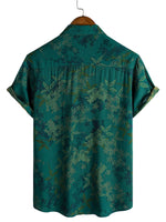 Men's Shirt Short Sleeve Floral Pattern Cotton, Breathable for Vacation
