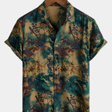 Short-Sleeve Summer Shirt, Retro Floral Pattern