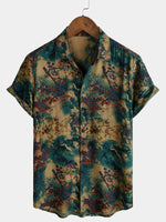 Short-Sleeve Summer Shirt, Retro Floral Pattern